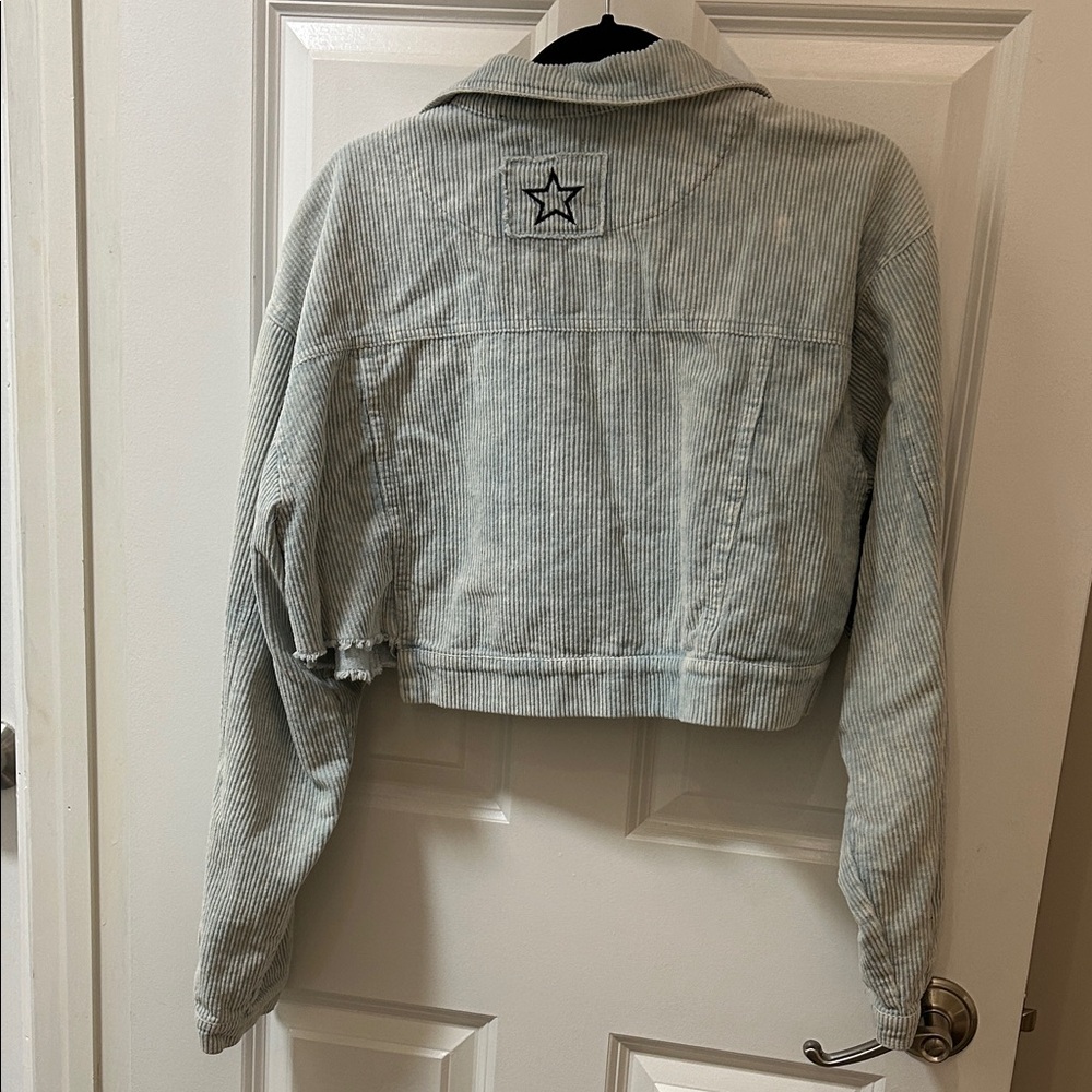 Cropped Corduroy Jacket in Light blue - Women's